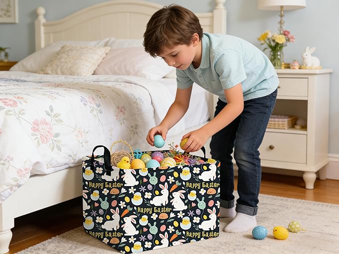 Rectangular Black Easter basket,Easter basket empty,Kids Storage Baskets for kids Bedroom,Gift Organizerm,Kids Storage Bin,Easters gift baskets,Kids home Decor(Black Easter)