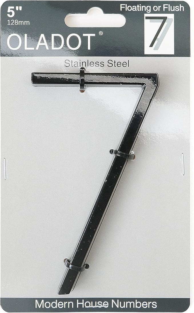 5" Stainless Steel Floating House Number, Metal Modern House Numbers, Mailbox Decor Number with Nail Kit, Coated Black, 911 Visibility Signage (7)