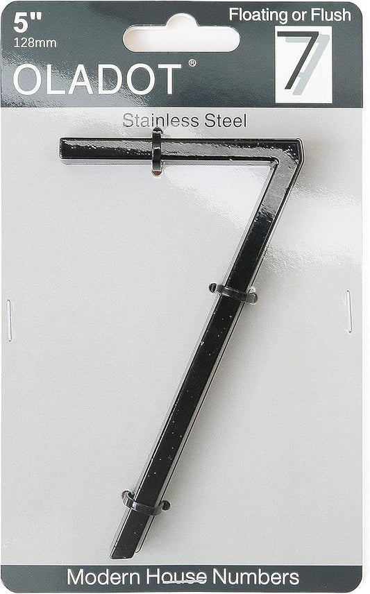 5" Stainless Steel Floating House Number, Metal Modern House Numbers, Mailbox Decor Number with Nail Kit, Coated Black, 911 Visibility Signage (7)