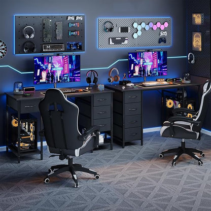 Grandder Computer Desk with 4 Drawers, 47 Inch Office Desk with Storage, Gaming Desk with CPU Shelves, Writing Desk Work Desk for Home Office, Study, Bedroom, Work from Home, Black