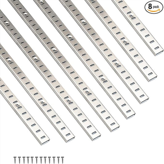 Adjustable Shelf Bracket 40 Inch 8 Pack Silver Shelf Pilaster Strips Shelf Rail Shelf Track Adjustable Wall Shelves Shelf Standards and Supports for Cabinet Closet Organization