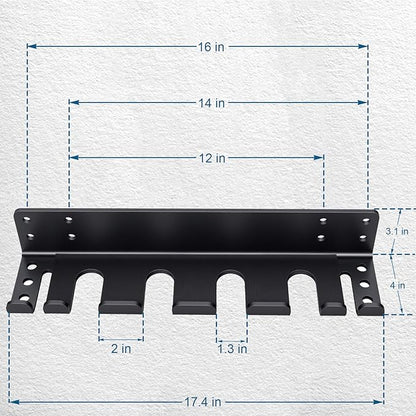 Heavy Duty Wall Mounted Barbell Holder, 5.8mm Thick Olympic Barbell Storage Rack with Hooks, Fits Bars Under 33mm, Space-Saving Home Gym Fitness Equipment Hanger
