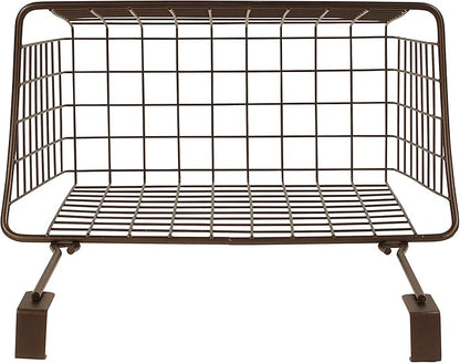 Spectrum Large Over Cabinet Door Organizer Bronze Wire Storage Basket for Kitchen Bathroom, Steel Hanging Cabinet Storage Organizer Basket Design Fits 0.75 Inch Cabinet Doors