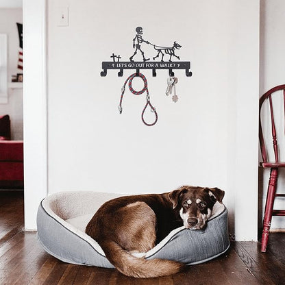 Skull Dog Paw Shaped Wall Mount Leash and Key Hook - Gothic Home Decor Organizer