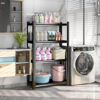 Kitchen Storage Shelves, 54''H*20''W Microwave Stand, Adjustable Metal Shelving, 1600LBS Bakers Rack, Black Kitchen Shelf, 4-Tier Shelving Unit for Bathroom, Pantry, Laundry, Closet, Garage