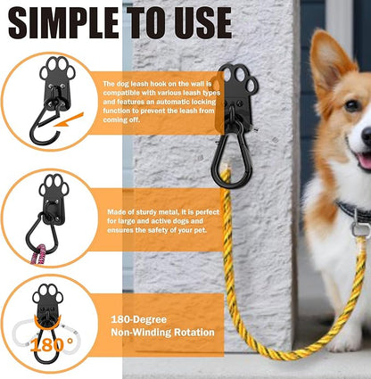 XIAOXINGYUN Heavy-Duty Indoor and Outdoor Dog Leash Holder for Wall – Automatic Closing Dog Leash Hook, Secure and Escape-Proof Hook for Lead Management, Easy to Install for Home & Business