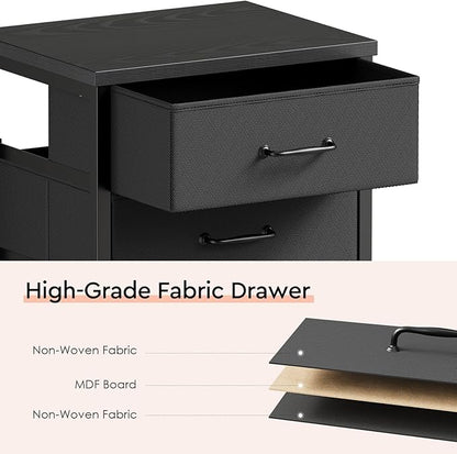 3 Drawer Mobile File Cabinet with Wheels Fabric Vertical Filing Cabinet fits A4 or Letter Size for Home Office,Black
