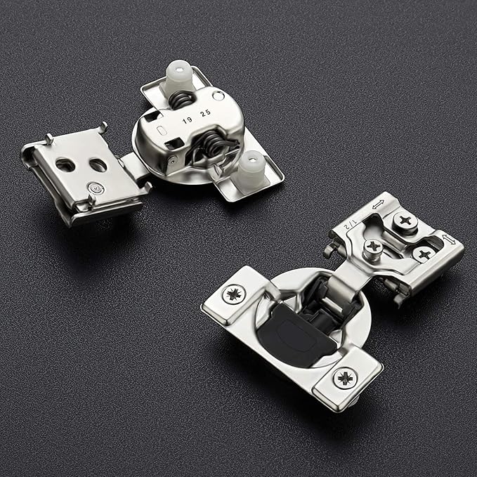 Ravinte 10 Pack 5 Pairs 1/2 inch Overlay Soft Close Hinges for Kitchen Cabinet Hinges Satin Nickel Hidden Hinges Stainless Steel Concealed Hinge self Closing