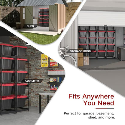 27 Gallon Storage Bin Rack Organizer, Heavy-Duty Tote Storage Rack, 5-Tier Standing Storage Bin Shelves, Maximize Space for Garage/Storage/Warehouse, 250 lb Total Capacity, 1(Bins Not Included)