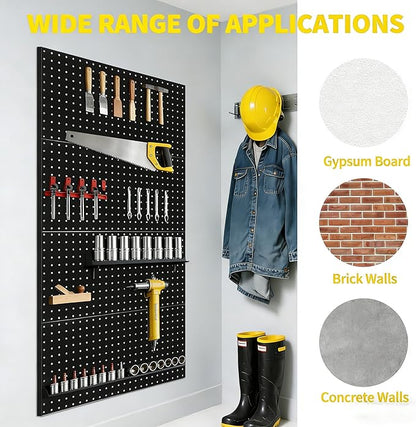 4 PCS Metal Pegboard Panels, 48"X24" Peg Board Wall Organizer with Flexible Layout for Garage Storage, Workshop, Kitchen and Craft Room Tool Organization