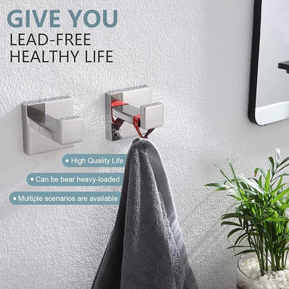 KOKOSIRI Bath Towel Hook Wall Mount Square Robe Hook Coat Hook, Bathroom Kitchen Garage Heavy Duty Wall Mounted, SUS 304 Stainless Steel, Polished Chrome, B1010CH-P2