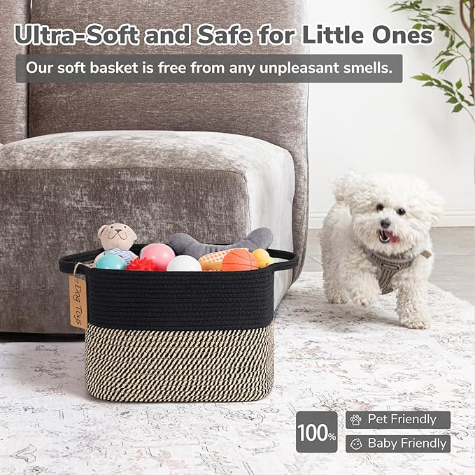 Goodpick Woven Storage Basket for Shelves, Small Wicker Baskets for Shoes,Towel, Toy Baskets Storage Kids, Empty Gift Basket with Handles, 13 x 10 x 9 Inches