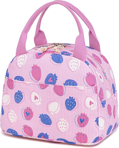 Bluboon Lunch Bag for Women Men Cute Corduroy Lunch Tote Bags Reusable Insulated Lunch Box Large Capacity Reusable Insulated Cooler for Work Picnic or Travel