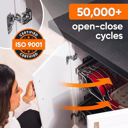 Decobasics 60 Pack Soft Close Cabinet Hinges 1-1/4" Overlay for Kitchen Cabinet Doors, Slow Self-Closing Concealed Hidden Hinges for Face Frame –Stainless Steel, 3-Way Adjustable & Quiet Close Damper