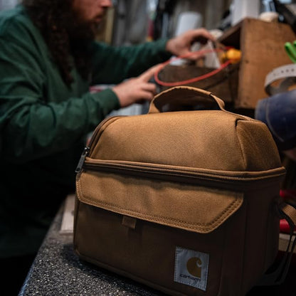 Carhartt 12 Can Two Compartment Lunch Box | Durable, Fully-Insulated Lunch Bag for Women & Men, Duck Blind Case, Large Lunchbox (Industry Red)