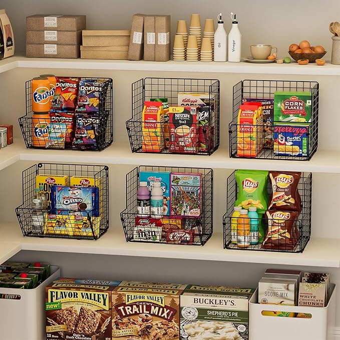 Sonyabecca Outdoor Toy Storage Basket, Play Kitchen Organizer with 5 S-Hooks,3 Tier Rolling Storage Cart Garage, Pantry Floor Snack Cart with Wheels,Toy Shelf Dog Storage Organizer Kids Bookshelf