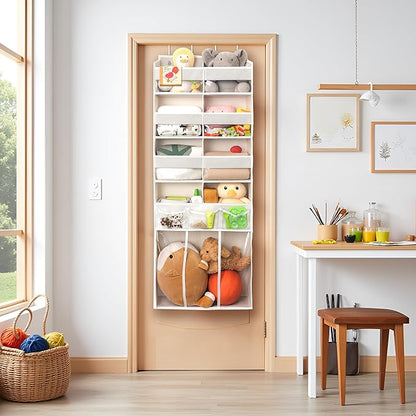Extra Large Over The Door Organizer with Clear Pockets - 8 Compartments & XL Bottom Storage, Heavy-Duty Hanging Organizer for Bathroom, Bedroom, Closet (57 Inch Height).