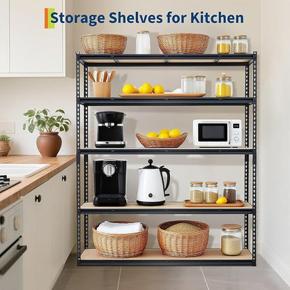 Garage Storage Shelves 5 Tiers, Heavy Duty Storage Shelving Racks with 2000 LBS Capacity, 36 in L x 18 in W x 72 in H Metal Adjustable Shelving Unit for Kitchen Pantry Basement Bathroom Laundry