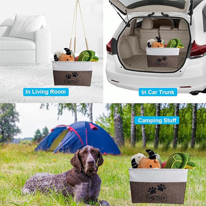 Dog Toy Basket Collapsible Dog Toy Box with Handles Foldable Dog Toy Bin for Pet Toys,Accessories