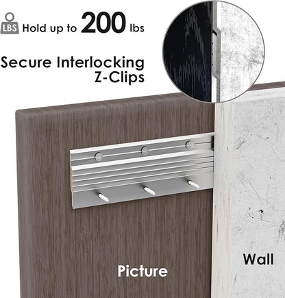 French Cleat Hanger Heavy Duty 30 Inch Aluminum Z Bar Clips for Hanging Mirrors, Pictures, Whiteboards, Shelves, and More - Interlocking Wall Mirror Mounting Hardware 200 lbs Picture Hanger