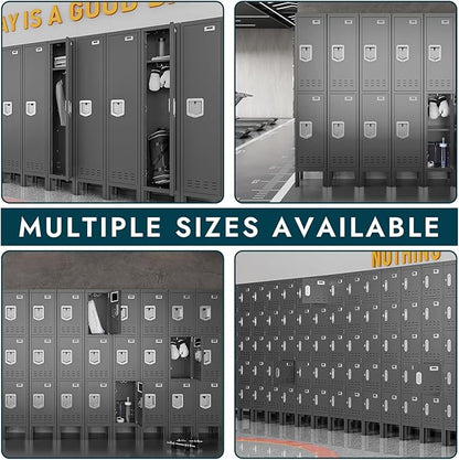 Metal Lockers - 66" Height Steel Lockers for Employees with 5 Door Storage Locker with Card Slot for Employees Gym School Home Office Garage - Assembly Required