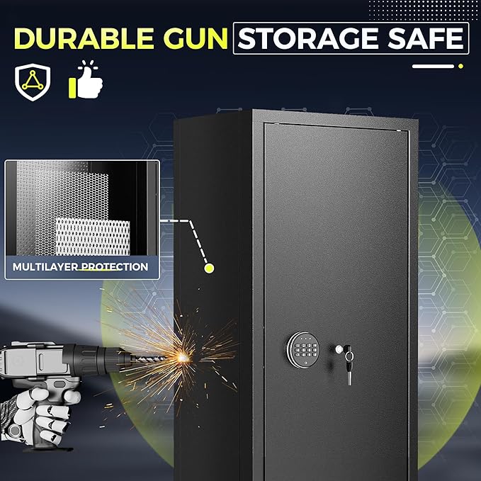 INTERGREAT Gun safes,Large Rifle Safe,Gun Safes for Home Rifle and Pistols, Long Gun Safe for Rifle Shotgun for Home,Quick Access Rifle Safes,Adjustable Gun Racks, Easy Assemble(8-12 Guns)