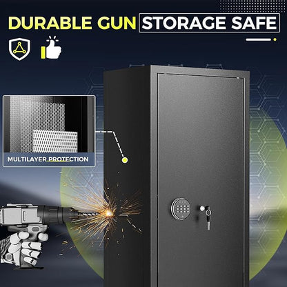 INTERGREAT Gun safes,Large Rifle Safe,Gun Safes for Home Rifle and Pistols, Long Gun Safe for Rifle Shotgun for Home,Quick Access Rifle Safes,Adjustable Gun Racks, Easy Assemble(8-12 Guns)