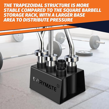 EVERYMATE Vertical Barbell Rack - Heavy-Duty Steel Organizer, Barbell Holder Floor Stand, Fits 2" Olympic Bars with Scratch-Resistant Inserts, Space-Saving for Home/Garage/Commercial Gym