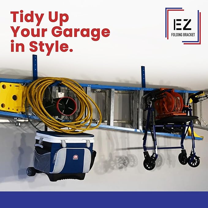 EZ Folding Bracket Large (13 Inch) 1PK Heavy Duty Folding Shelf Bracket - Single Collapsible Wall Mount Bracket, 75 lbs Capacity, Patented Space-Saving Design, Hanger for Garage, Basement