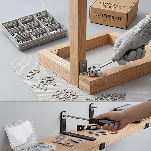 Stainless Steel Flat Washers Assortment, 18-8 (304) Stainless Steel Metric Washers, 547-Piece Set (M3, M4, M5, M6, M8, M10, M12) with Plastic Storage Case