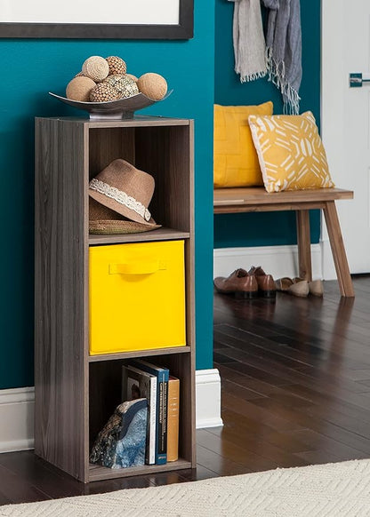 ClosetMaid Cubeicals 3 Cube Storage Shelf Organizer Bookshelf - Vertical/Horizontal, Easy Assembly - Natural Gray Wood Finish