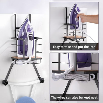 Over the Door Ironing Board Holder - Iron Board Hanger Wall Mount Ironing Board Storage with T/Y Shape Design for Space Saving, No Drilling