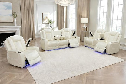 Power Recliner Sofa Set, Leather Reclining Couch Furniture Set for Living Room, Includes 1 Recliner Chair, 1 Loveseat Sofa and One 3-Seater Reclining Couch, 3PCS Power Recling Couch Sets