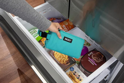 PackIt Freezable Snack Box, Teal, Built with EcoFreeze Technology, Collapsible, Reusable, Zip Closure with Buckle Handle, Designed For Work Snacks, Fresh Snacks On the Go, Adults, and All Ages