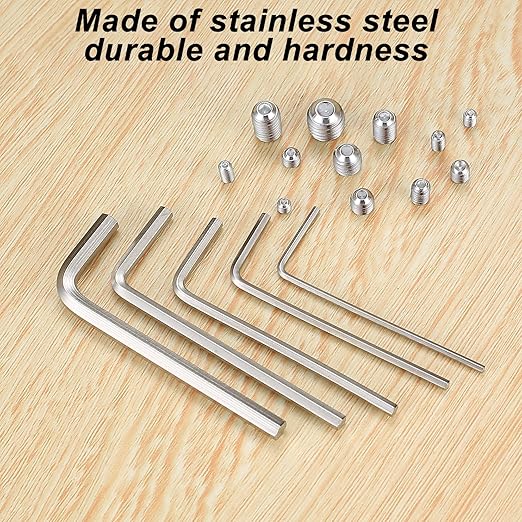 240 Pcs Set Screws Assortment Kit (M3, M4, M5, M6, M8) with Allen Keys–Durable Metric Cup Point 304 Stainless Steel for Bathroom Fixtures, Light Fixture Screws,Door Knobs, Faucets, Plumbing, and More