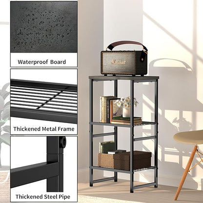 3 Tier Metal Printer Stand Shelf, Black Side Table for Printer, Fax Marchine
