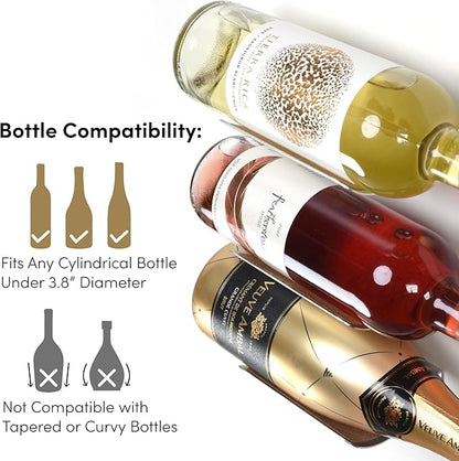 Wall Mounted Wine Rack Set – 6-Piece Aluminum Bottle Holders with Non-Slip Cork Pads for Secure Storage