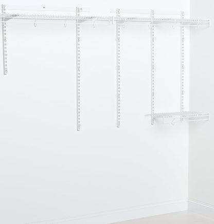 Rubbermaid FastTrack FreeSlide Expandable Closet Organizer, 4 to 8 foot, White, for Clothes/Shoes/Hats