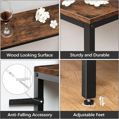 63" Console Table with Power Outlet, Narrow Sofa Table, Industrial Entryway Table with USB Ports, Behind Couch for Entryway, Hallway, Foyer, Living Room, Bedroom, Rustic Brown CTHR16E01Z