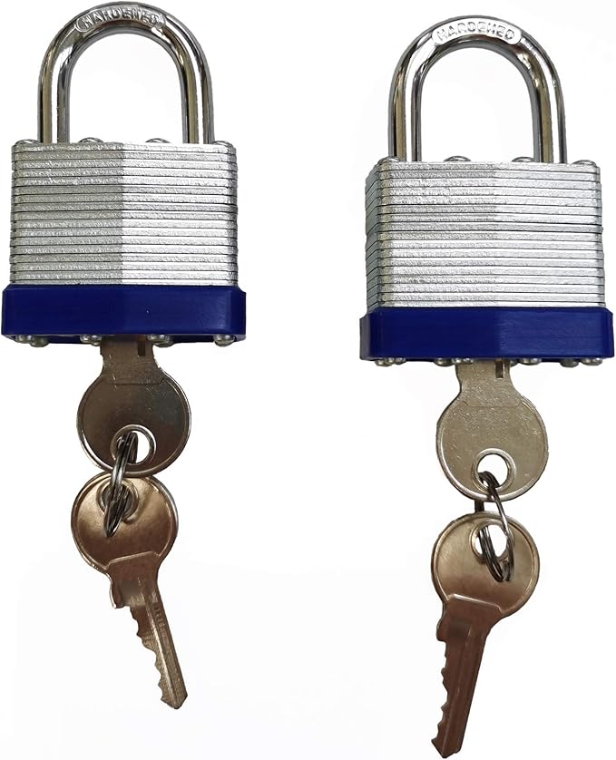 Laminated Steel Key Lock, 1-9/16 in. Wide Body, 2 Padlocks Keyed Alike