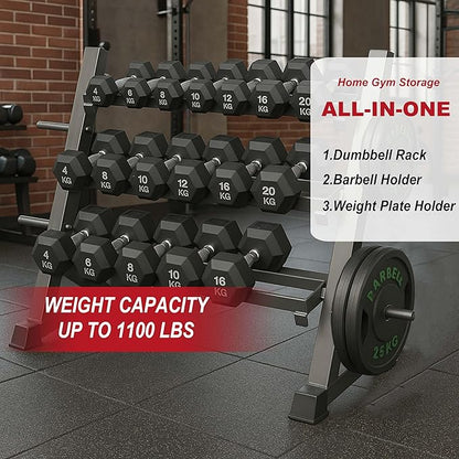 3 Tier Multifunctional Dumbbells Weights Barbells Rack, 1100 lbs Weight Capacity (Rack Only)