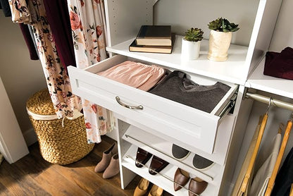 ClosetMaid SuiteSymphony Wood Closet Drawer, Add On Accessory, Shaker Style, For Storage, Closet, Clothes, 25” x 5” Size for 25 in. Units, Pure White