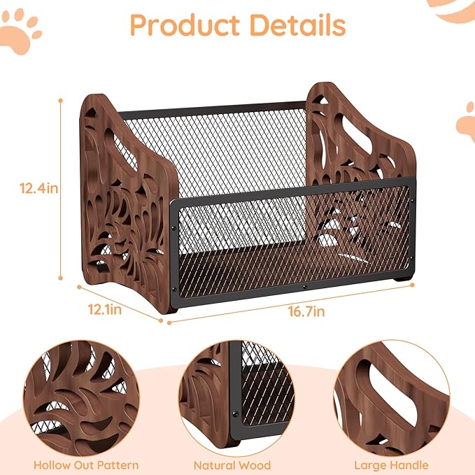 handrong Large Dog Toy Basket,Wood Dog Toy Box,Cat Toy Basket Box,Dogs Toys Storage Bin,Pet Toys Baskets for Living Room Outdoors Organizing Storage