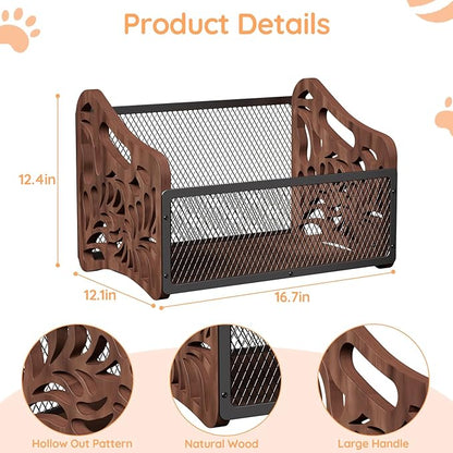 handrong Large Dog Toy Basket,Wood Dog Toy Box,Cat Toy Basket Box,Dogs Toys Storage Bin,Pet Toys Baskets for Living Room Outdoors Organizing Storage