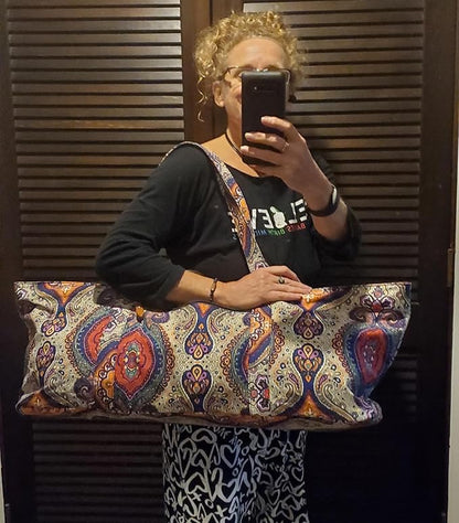 Large Yoga Mat Bag for Women Men, Travel Gym Bag for Pilates Office Beach Workout, Yoga Mat Tote Carrier with Mat Strap for 1/4" 1/2" Thick Exercise Yoga Mat