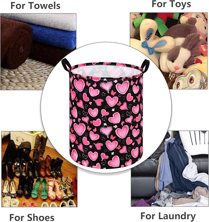 Girls Storage Basket Kids Hamper Storage Bins Organizer Toy Box Large Canvas Waterproof Laundry Basket for Home/Dorm/Kitchen/Pet/Office/Closet/Shelf/Gift Baskets