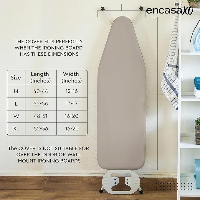 Encasa XO Ironing Board Cover and Pad 54"x15" - 4mm Felt Large Iron Board Cover with Padding - Heat Resistant, Stain-Safe Dye, Non Slip Elastic Bungee Cord Tightening Iron Table Cover Cobalt