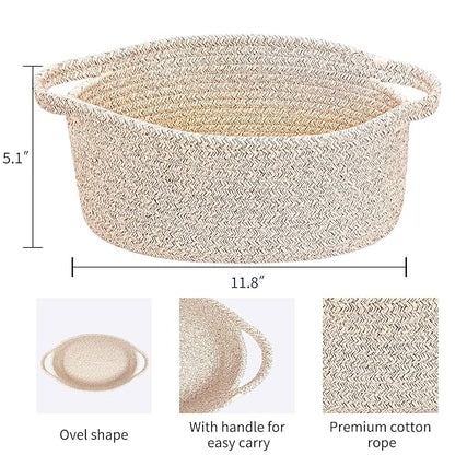ABenkle Small Woven Easter Basket with Handle, 12x8x5 inches, Durable Storage Basket, Gift Wrap Ready with Ribbon