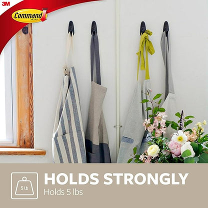 Command Medium Brushed Nickel Hooks, 2 Wall Hook and 4 Strips, Damage-Free Hanging with Adhesive, No Tools Hanging Home and Room Decor, Holds up to 3 lb