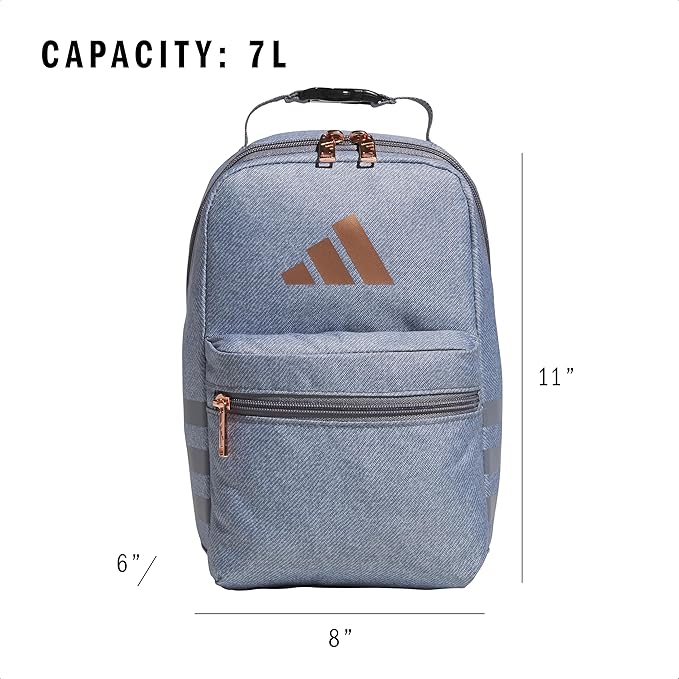 adidas Kids Santiago Lunch Bag – Insulated Cooler Lunchbox for Girls & Boys, 8L, Adi Heart Melange Chalk White/Bliss Pink/White/4, One Size